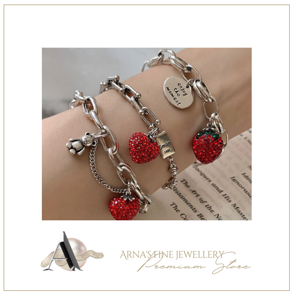 Strawberry Silver Bracelet - 3 Styles