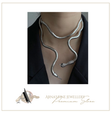 Load image into Gallery viewer, Multilayer Metal Alloy Gold Black Bendy Snake Necklace Bracelet Chunky
