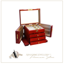 Load image into Gallery viewer, Designer Wooden Jewellery Organiser - Red Wood or Stained Wood
