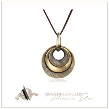 Load image into Gallery viewer, Vintage Ethnic Style Wooden Necklace Large Leaf Round Pendant Sweater Chain

