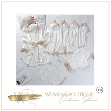 Load image into Gallery viewer, &quot;Arna&quot; Collection - Quality Lace 5 Piece Satin Sleepwear
