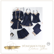 Load image into Gallery viewer, &quot;Arna&quot; Collection - Quality Lace 5 Piece Satin Sleepwear
