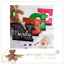 Load image into Gallery viewer, Child&#39;s Room - Piggy Bank Letters Alphabet/Name - Wooden Name Art - Customise Name) Wall Feature or Book Shelf
