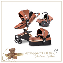 Load image into Gallery viewer, Luxury Baby Stroller Pram Car Seat 3 in 1 (4 Colours) Foldable - Leather
