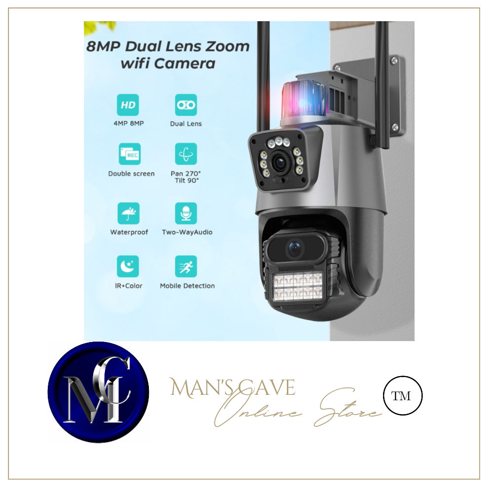 8MP 4K Wifi Camera Dual Lens Security Protection Waterproof Security CCTV Video Surveillance Camera Light Alarm IP Camera