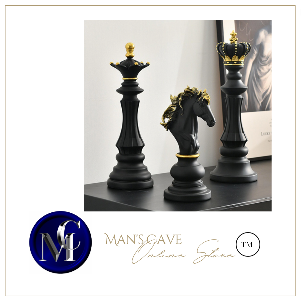 Nordic Sculpture Golden Chess Book Shelf Accessories x3 - Office Home & Living