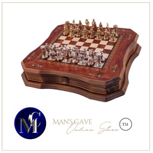 Load image into Gallery viewer, &quot;Arna Lisa&quot; Luxury Vintage Finest Collection - Rosewood Chess Set Large Vintage Mosaic Motifs Handmade
