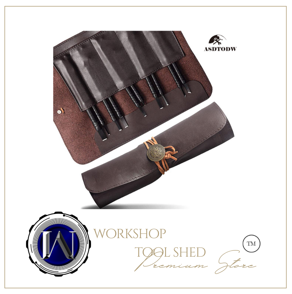 Designer 10 Piece Wood Chisels Knife Set - Leather Roll Storage Bag