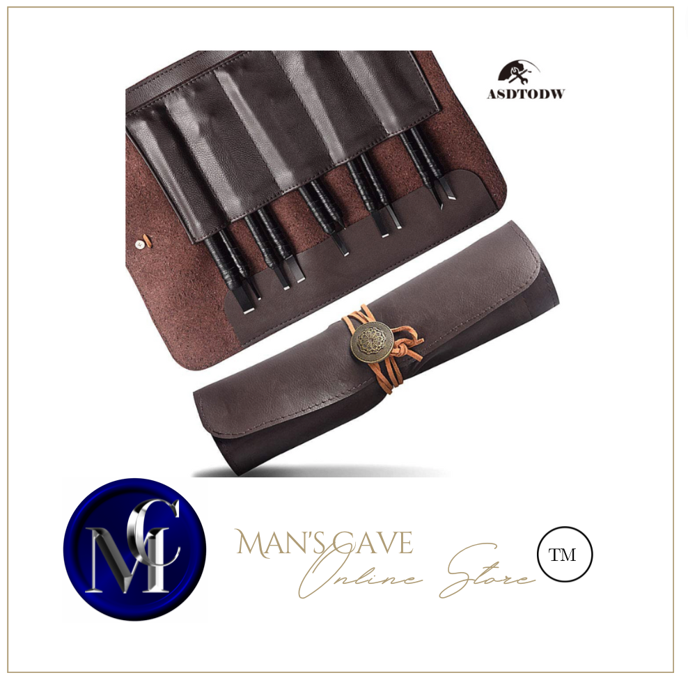 Designer 10 Piece Wood Chisels Knife Set - Leather Roll Storage Bag