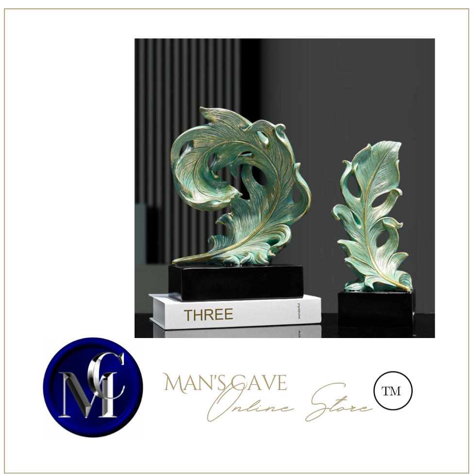 Luxury Feather Statue Designer Gold or Green