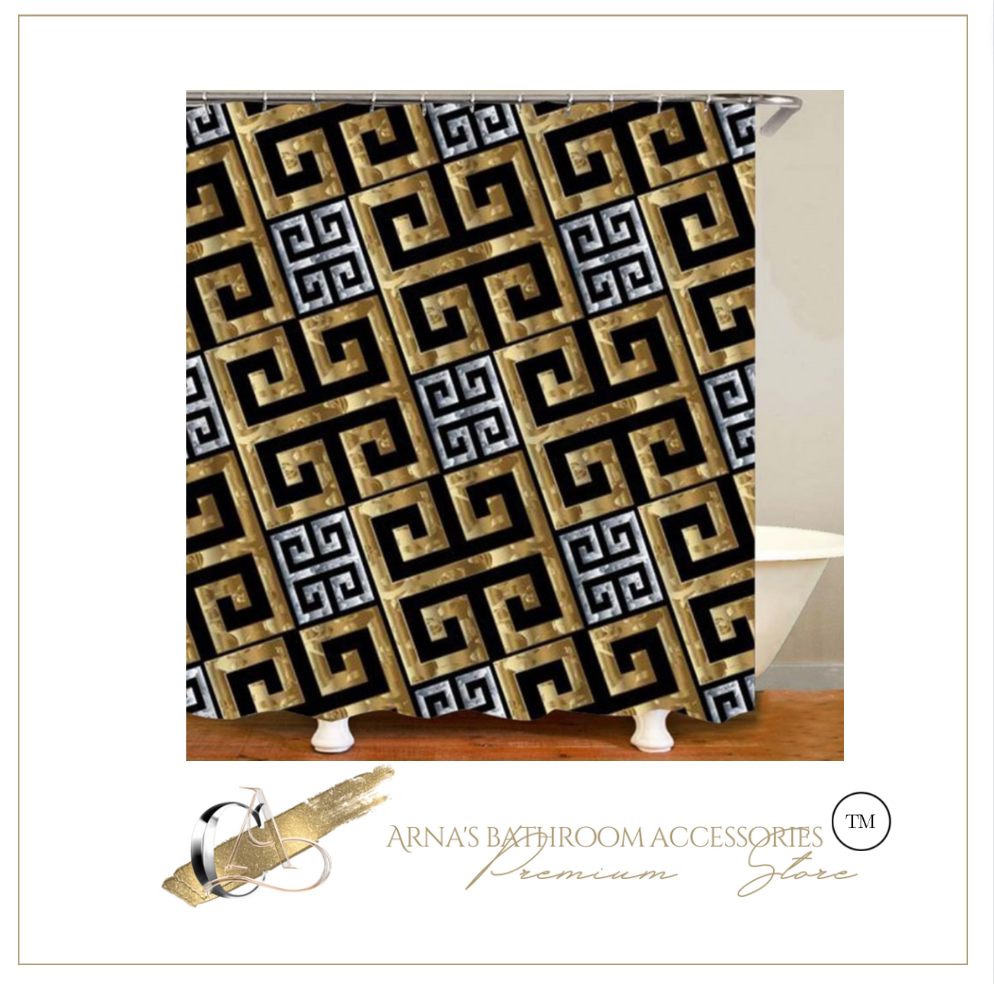 Luxury 3D Golden Collection Shower Curtain Waterproof Bath Curtain Washable Cloth