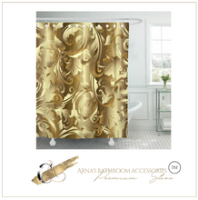 Load image into Gallery viewer, Gold Leaf Shower Curtain Waterproof Bath Curtain Washable Cloth
