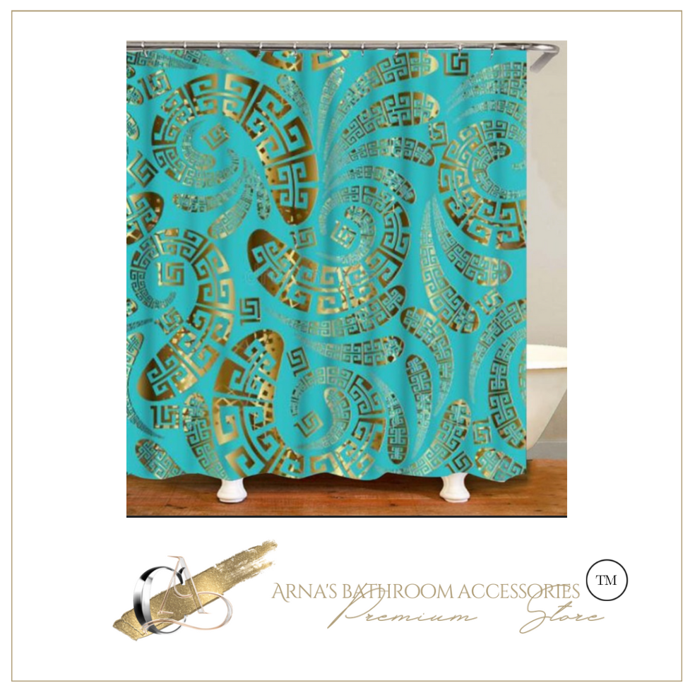 Luxury 3D Golden Collection Shower Curtain Waterproof Bath Curtain Washable Cloth