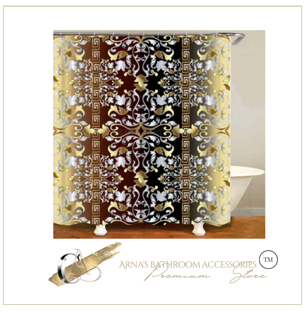Luxury 3D Golden Collection Shower Curtain Waterproof Bath Curtain Washable Cloth