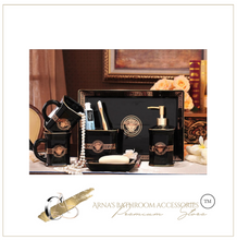 Load image into Gallery viewer, &quot;Celtic Crown&quot; Bathroom Set - Black 5 Piece
