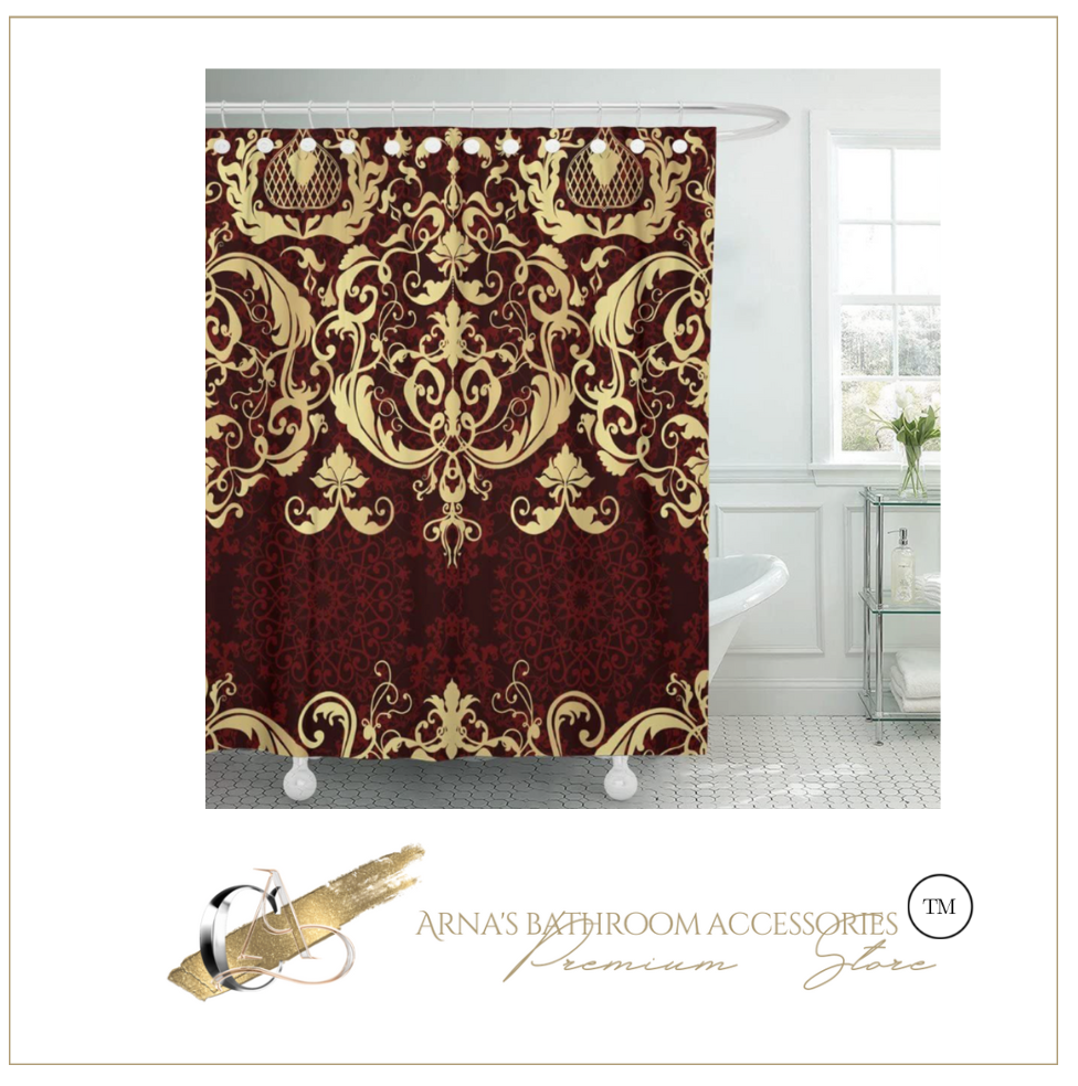 Luxury Golden Royal Shower Curtain Waterproof Bath Curtain Washable Cloth