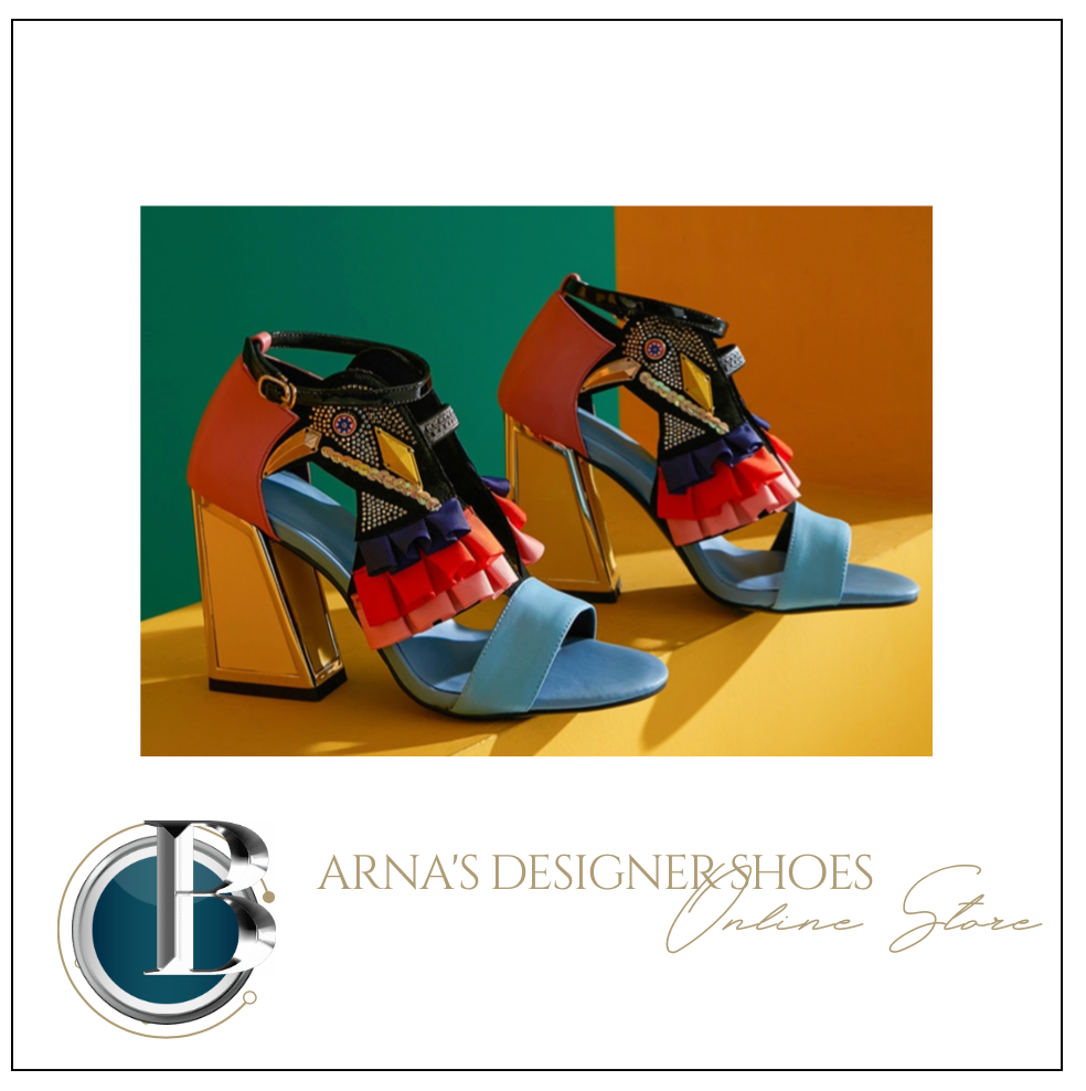 Women's Designer High Heel Bird Rhinestone Chunky Heel Shoe