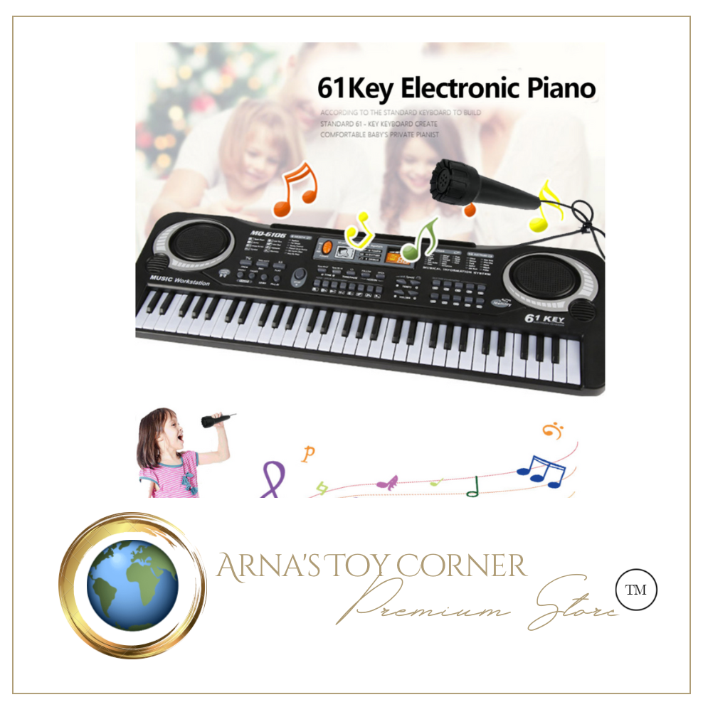 Kids Electronic Piano Keyboard Portable 61 Keys Organ with Microphone