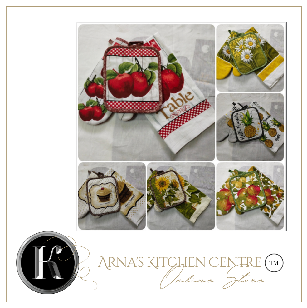 Matching 3 Piece Oven Mitt, Tea Towel and Placemat Set - Many Styles