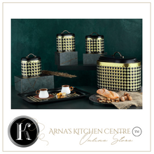 Load image into Gallery viewer, &quot;Arna Lisa&quot; Royal Collection - Luxury Black and Gold - Bread Bin - Tray - Tea - Coffee - Sugar
