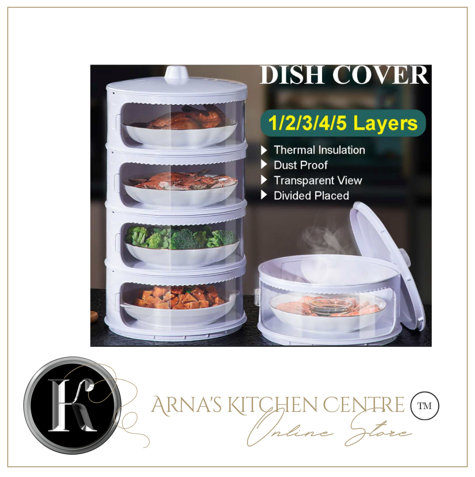 5 Piece Storage Set - Transparent Stackable Food Insulation Cover Dust/Fly Proof Portable