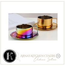 Load image into Gallery viewer, &quot;Arna Lisa&quot; Royal Collection - Luxury Stainless Steel Cup + Saucer + Spoon (Camping Quality)
