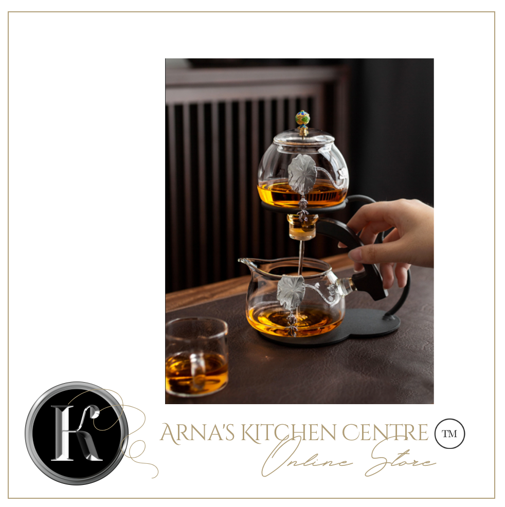 Heat-Resistant Glass Tea Set Magnetic Water Diversion Semi-Automatic + 6 Cups