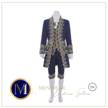 Load image into Gallery viewer, Mens Unisex Cosplay Legend 18th Century Dark Blue Uniform Marie Antoinette Rococo Costume Suit
