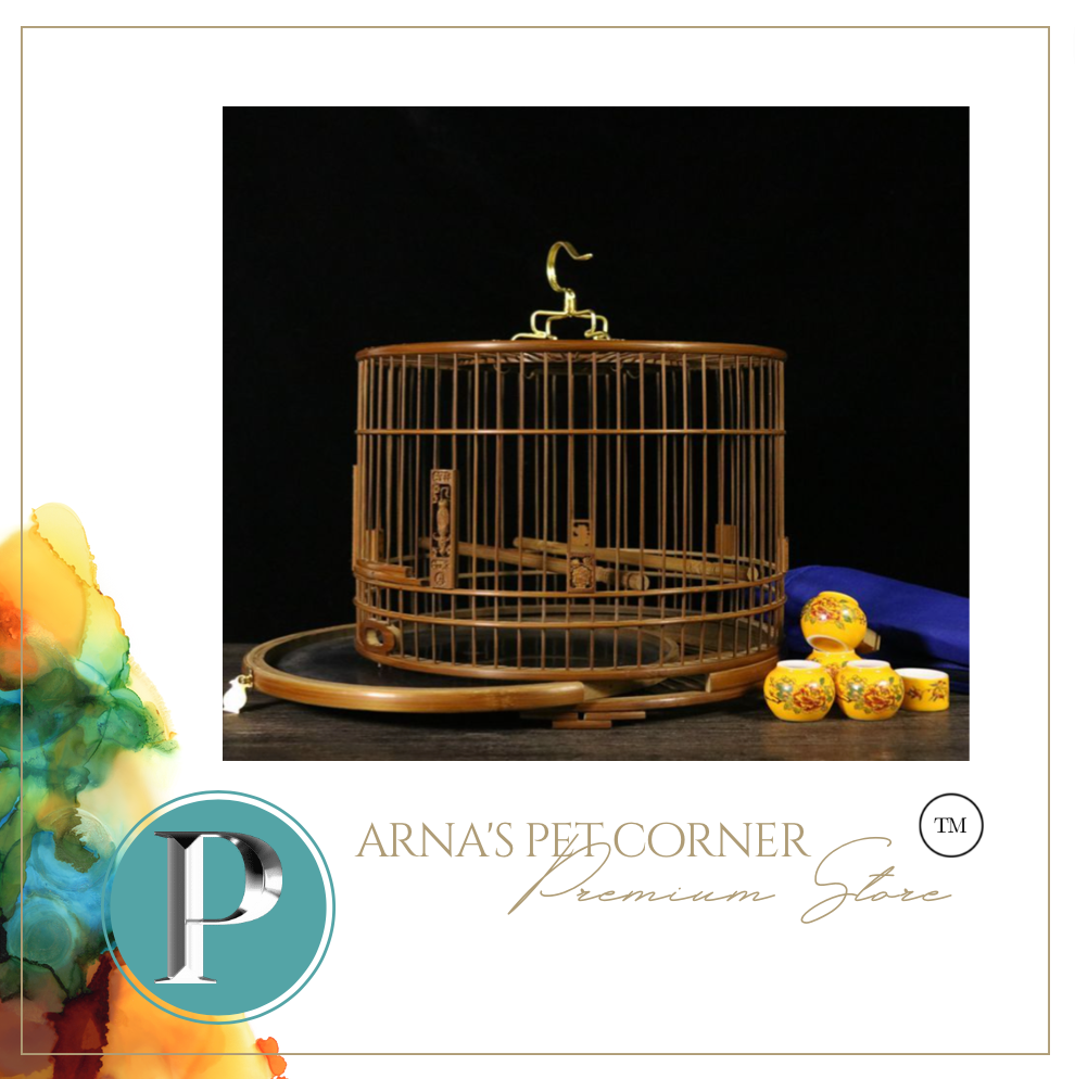 Luxury Bamboo Sandalwood Bird Cage + Cover (Small Birds)