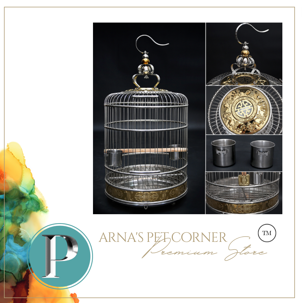 Designer Villa Stainless Steel Copper Birdcage - Small 36cm or 38cm