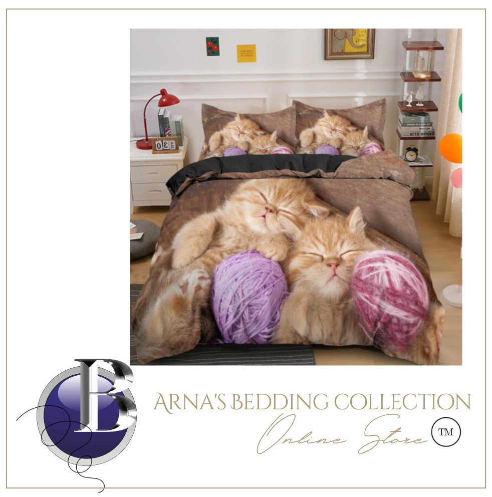 3D Kitten Bedding Set 3 Pcs Duvet Cover & Pillowcases