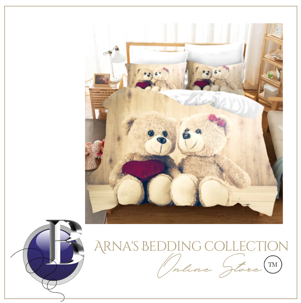 3D Teddy Bear Bedding Set 3 Pcs Duvet Cover & Pillowcase(s)