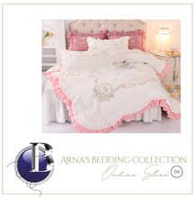 Load image into Gallery viewer, &quot;Arna Lisa Royal Collection&quot; - New Luxury White 100% Cotton Floral Embroidery Bedding Set
