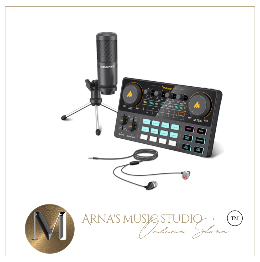 MAONO Sound Card Audio Interface CASTER LITE AM200-S1 All-in-on Condenser Microphone Mixer Kit for Live Streaming Podcasting