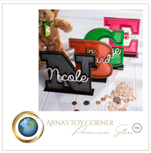 Load image into Gallery viewer, Child&#39;s Room - Piggy Bank Letters Alphabet/Name - Wooden Name Art - Customise Name) Wall Feature or Book Shelf

