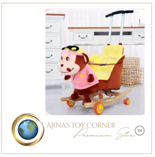 Load image into Gallery viewer, Child Rocking Horse/Chair, Plush/Solid Wood, Many Styles with Music and Safety Belt - Rocker or on Wheels with Handle to Push
