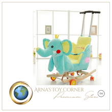 Load image into Gallery viewer, Child Rocking Horse/Chair, Plush/Solid Wood, Many Styles with Music and Safety Belt - Rocker or on Wheels with Handle to Push
