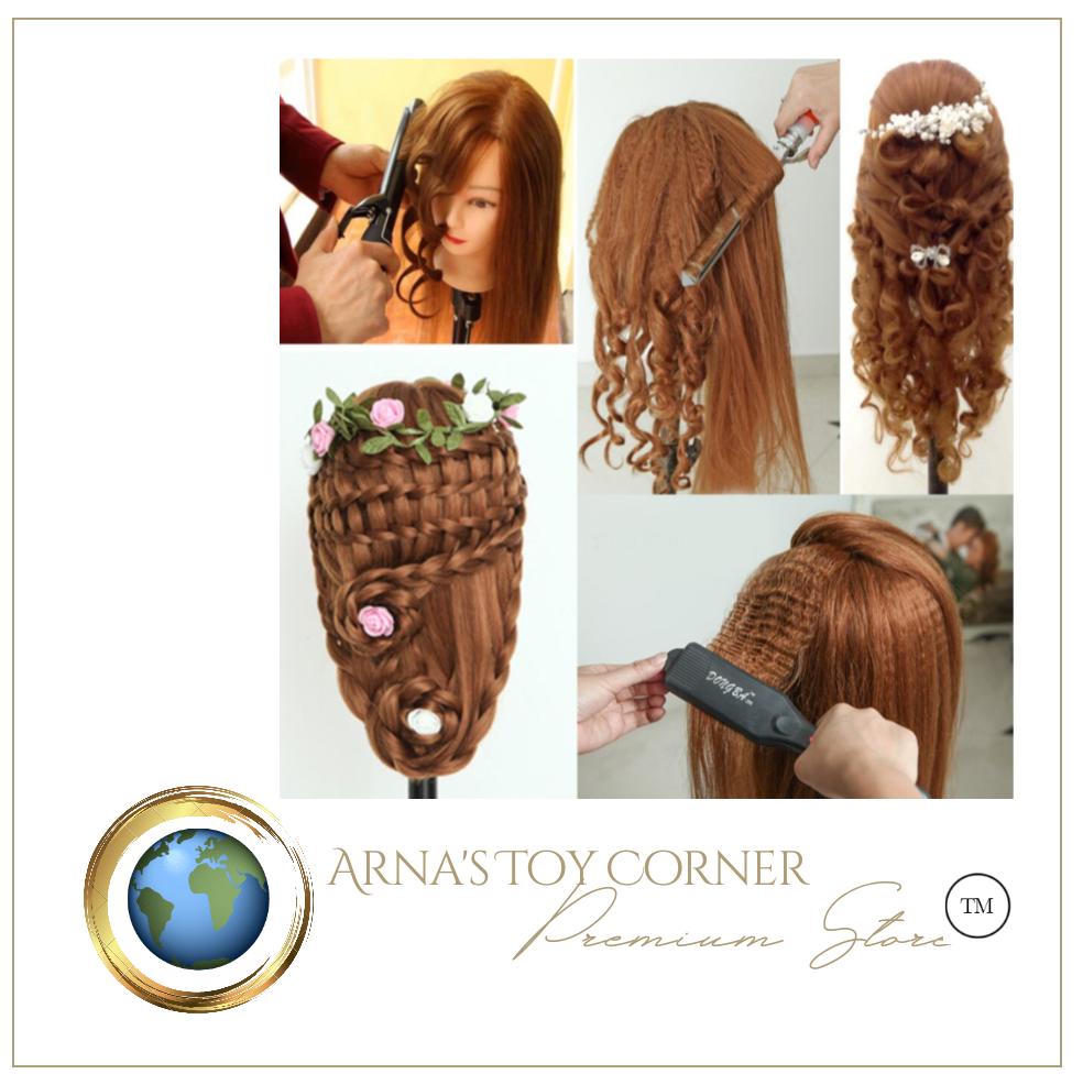 Girls Professional 85% Real Human Hair Mannequin Hair Training & Makeup - (Perfect Gift) )