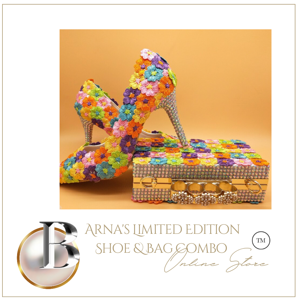 Limited Edition - Luxury Lace Shoe Set - Many Styles/Colours & Sizes (Shoe + Clutch) Wedding