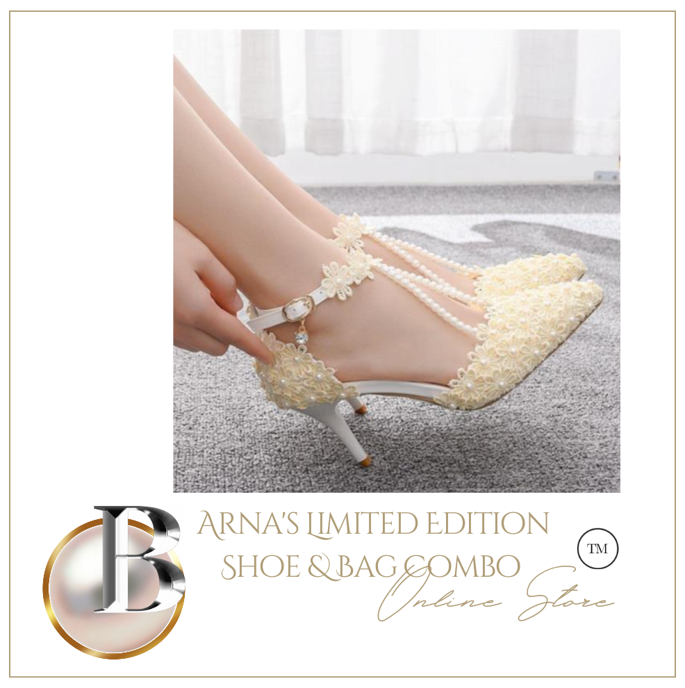 Limited Edition - Luxury Lace Shoe Set - Many colours & Sizes (Shoe + Clutch) Wedding