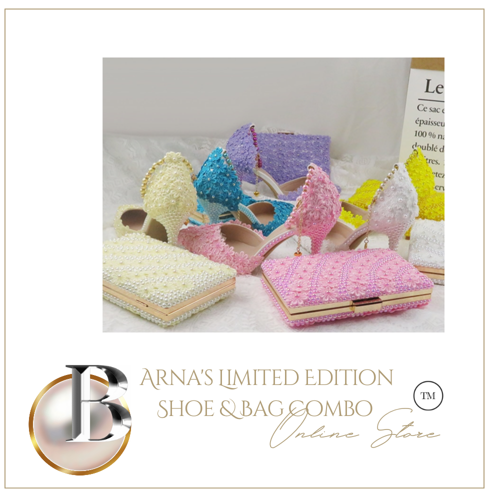 Limited Edition - Luxury Lace Shoe Set - Many colours & Sizes (Shoe + Clutch)