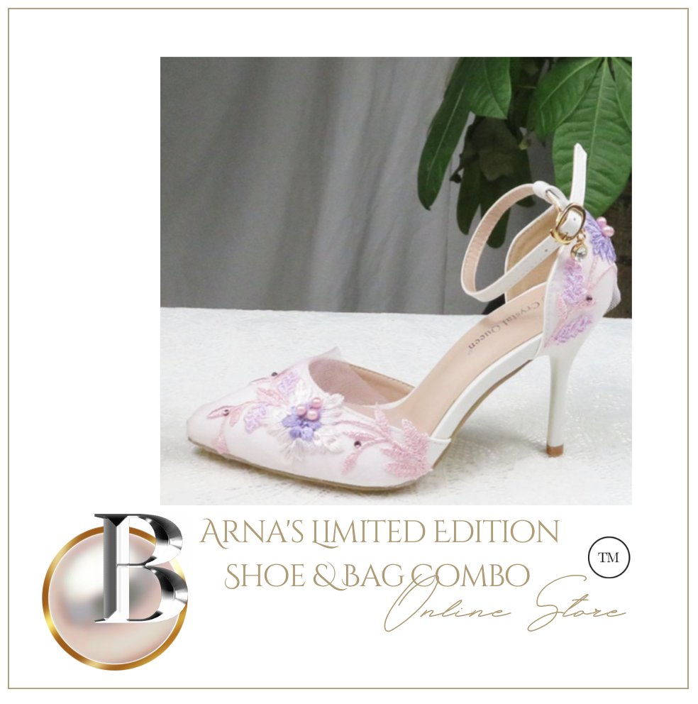 Limited Edition - Luxury Lace Shoe Set - Many Colours & Sizes (Shoe + Clutch)