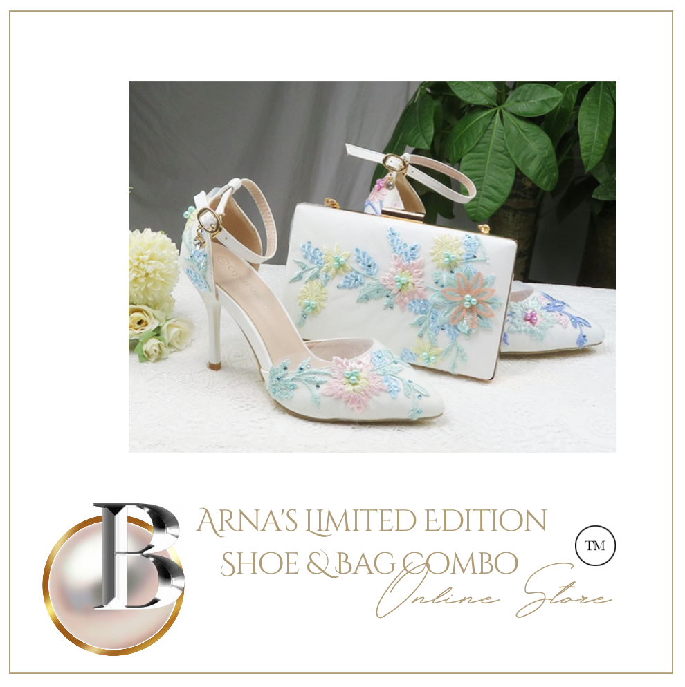 Limited Edition - Luxury Lace Shoe Set - Many Colours & Sizes (Shoe + Clutch)