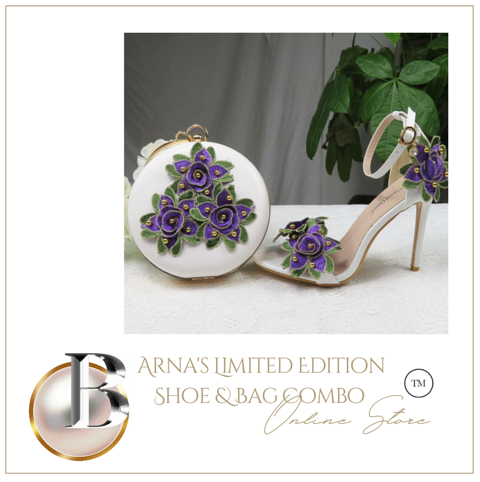 Limited Edition - Luxury Lace Shoe Set - Many colours & Sizes (Shoe + Clutch)