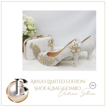 Load image into Gallery viewer, Limited Edition - Luxury Lace Shoe Set - Flat &amp; Heels - Many colours &amp; Sizes (Shoe + Clutch) Wedding
