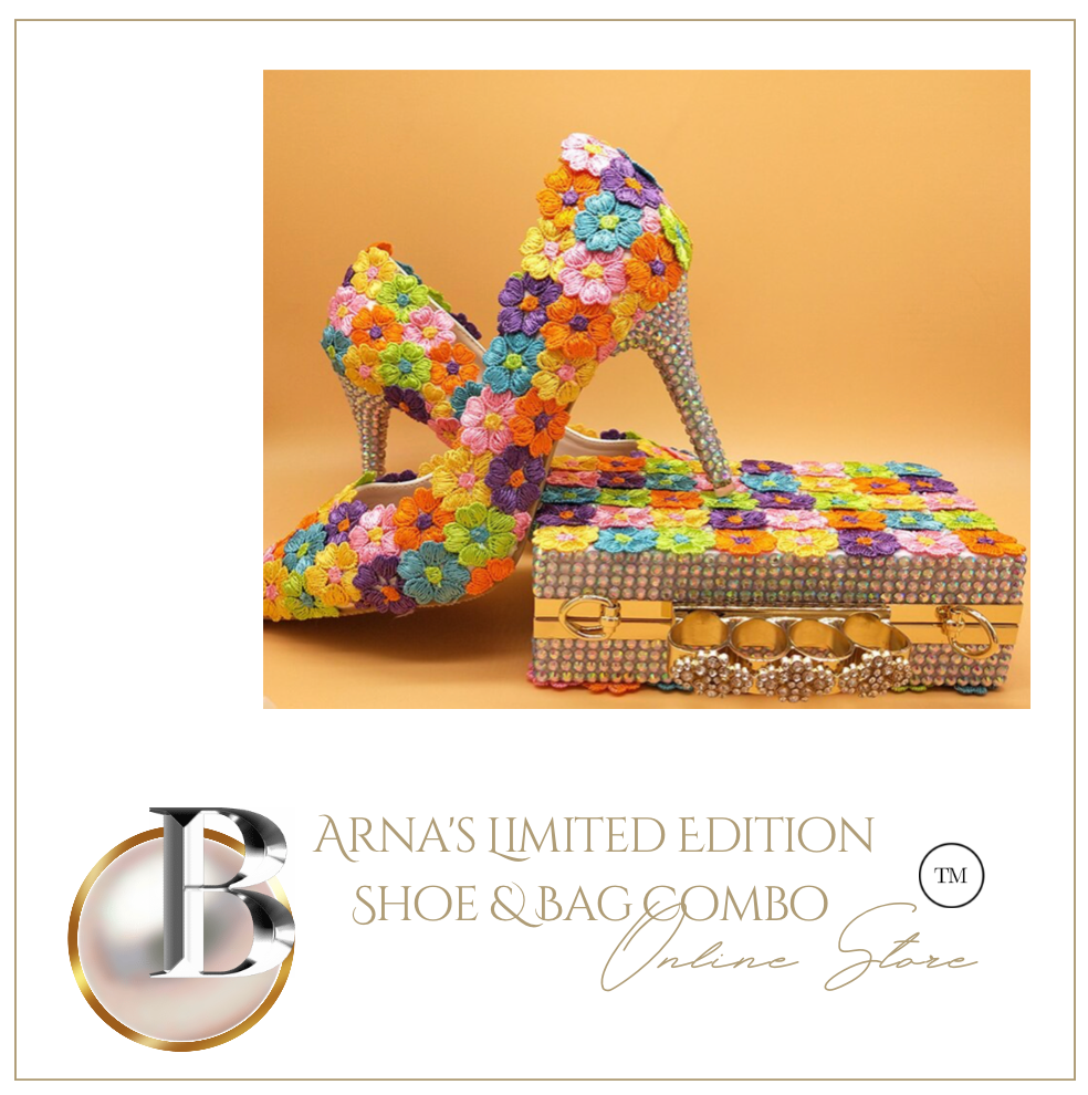 Limited Edition - Luxury Lace Shoe Set - Many Styles/Colours & Sizes (Shoe + Clutch) Wedding
