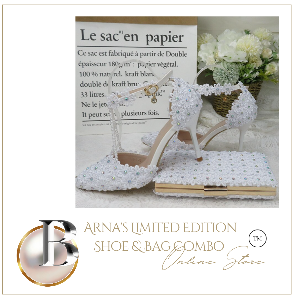 Limited Edition - Luxury Lace Shoe Set - Many colours & Sizes (Shoe + Clutch) Wedding