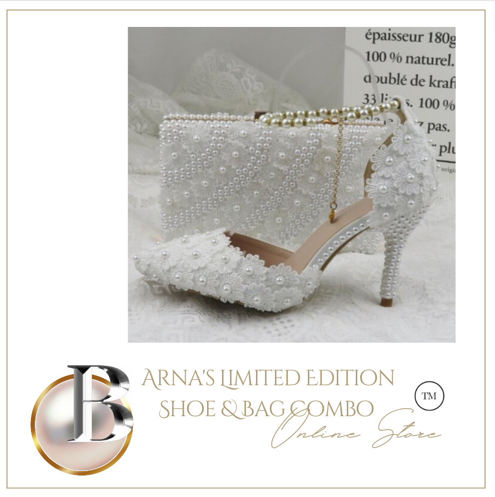 Limited Edition - Luxury Lace Shoe Set - Many colours & Sizes (Shoe + Clutch)
