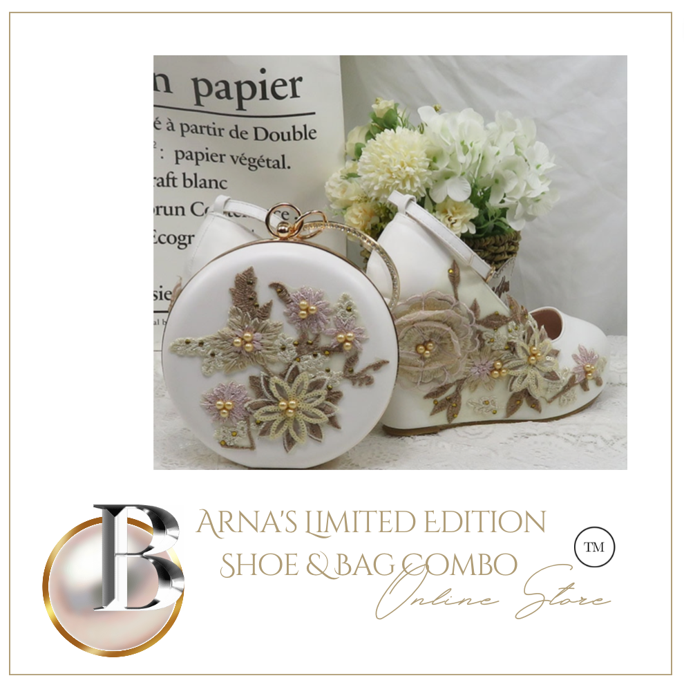 Limited Edition - Luxury Lace Shoe Set - Many Colours & Sizes (Shoe + Clutch)