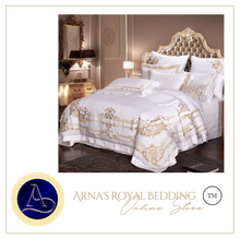 Load image into Gallery viewer, &quot;Arna Lisa&quot; Royal Collection - Luxury Golden ROYAL Bedding - 9 Piece - Queen
